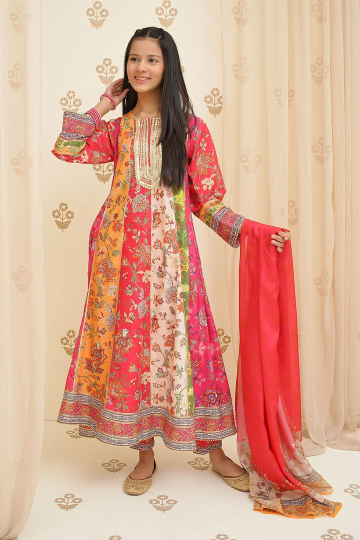 Swiss Lawn Digital Printed 3 Pc Suit - Wear Ochre